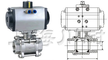 三片式高平臺(tái)氣動(dòng)球閥結(jié)構(gòu)圖